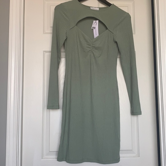 TOPSHOP | Ribbed Cutout Mini Dress Sz US 8 - Picture 3 of 7